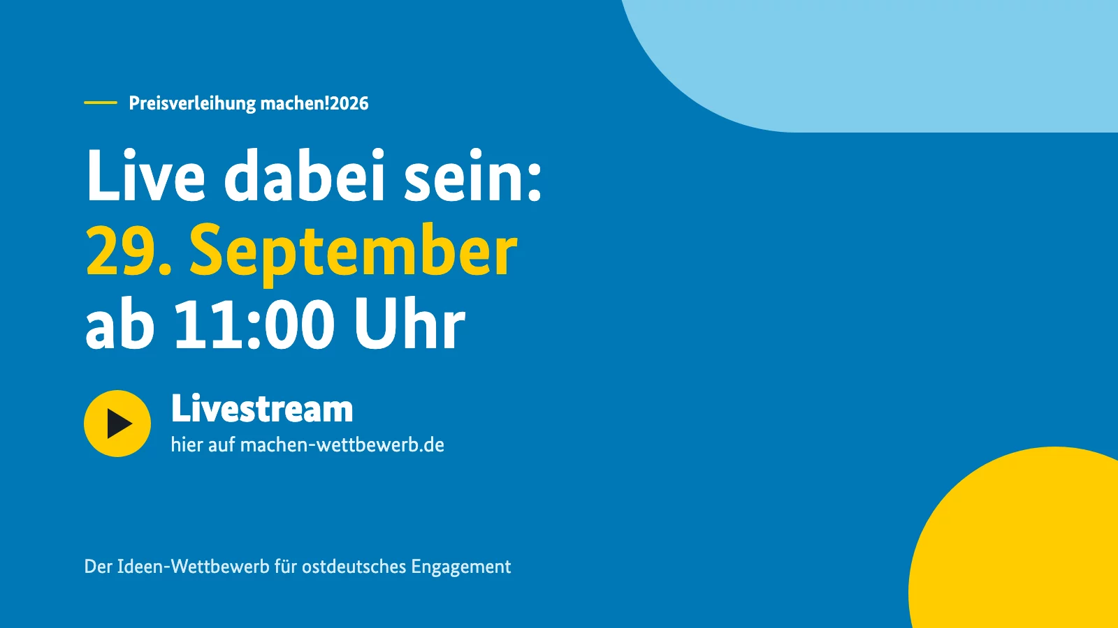 Livestream der Preisverleihung machen!2026 am 29. September ab 11:00 Uhr